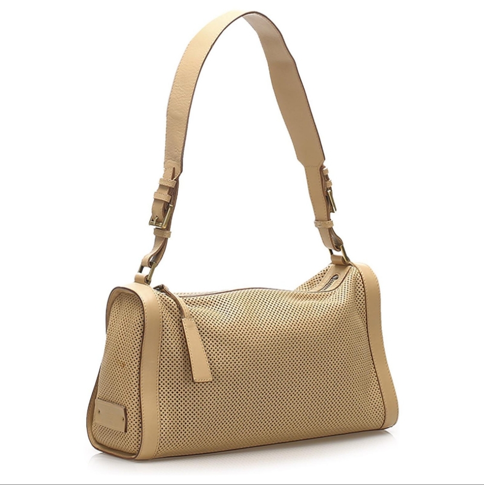 GUCCI tan perforated leather small shoulder bag - Picture 3 of 9